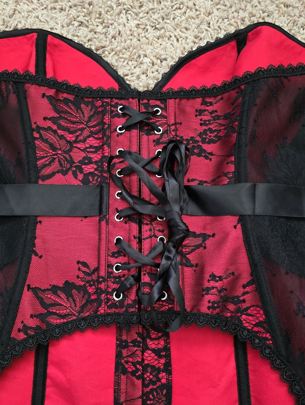 NWT Adore Me Red and Black Lace Corset - 3X - Picture 7 of 8